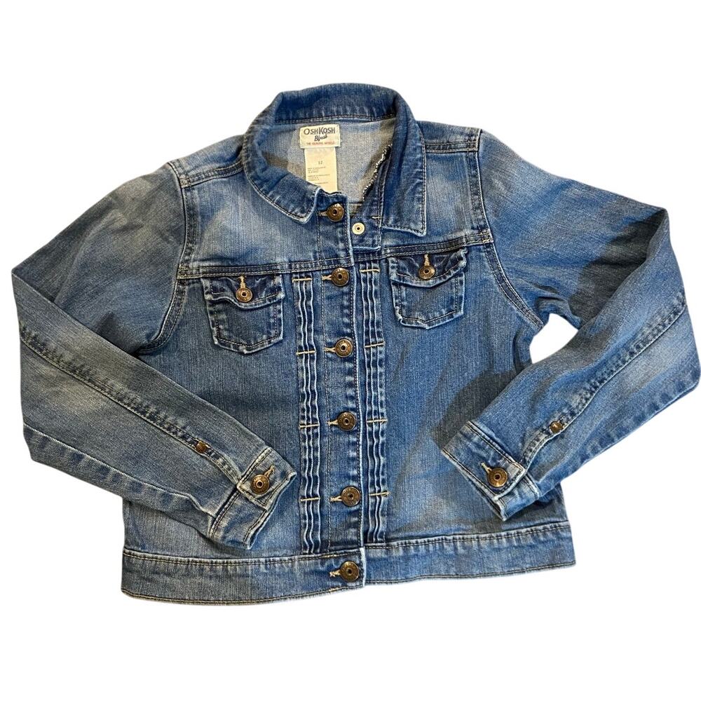 Osh Kosh B'gosh Girls Denim Collared Button Up Jean Jacket Sz 12 Genuine Article
